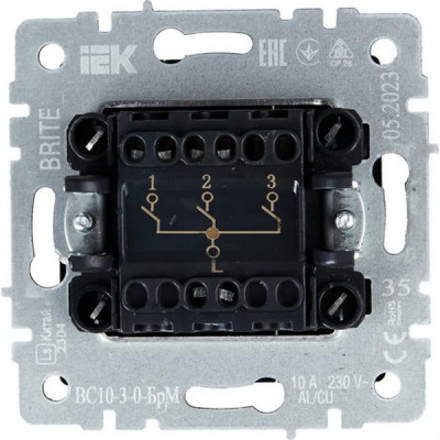 Выключатель с/у 3-кл 10А, IP20, IEK BRITE [BR-V30-0-10-K01] белый