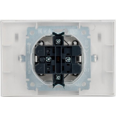 Розетка с/у 2x2P+E 16A, IP20, в сборе, со шторками и крышкой, IEK BRITE [BR-R26-16-44-K01-F] белый