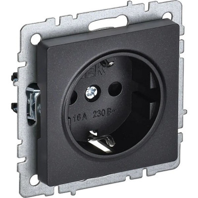 Розетка с/у 2P+E 16A, IP20, IEK BRITE [BR-R11-16-K02] черный