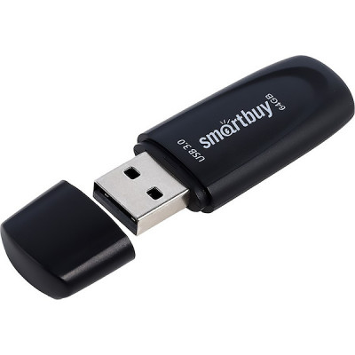 Накопитель USB Flash 64Gb SmartBuy Scout Black, USB3.0