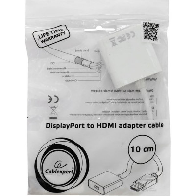 Переходник DisplayPort-HDMI 20M/19F, Cablexpert [A-DPM-HDMIF-002-W]