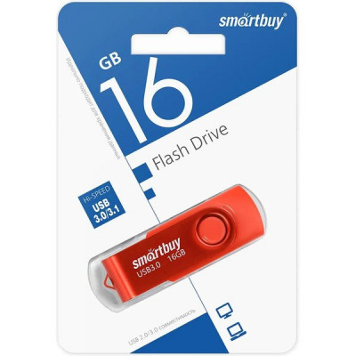 Накопитель USB Flash 16Gb SmartBuy Twist Red, USB3.0