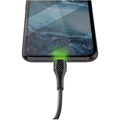 Кабель USB - microUSB, 2.0м, 2.4А, LDNIO LS522 [LD_B4514] медь, 112 жил, LED подсветка, серый