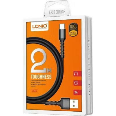 Кабель USB - microUSB, 2.0м, 2.4А, LDNIO LS64 [LD_B4469] медь, 120 жил, нейлон, красный