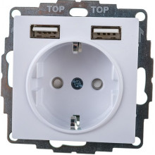 Розетка с/у 2P+E 16A + 2xUSB 2.4А/2х1.2А, IP20, Schneider Electric ATLASDESIGN [ATN000130] белый