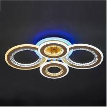 Люстра LED 136W, ПДУ 3000-6500K, 10200Лм, акрил, d600*400*100, ЭС [51229/4+1CPGD BPYW] зол+шамп+бел