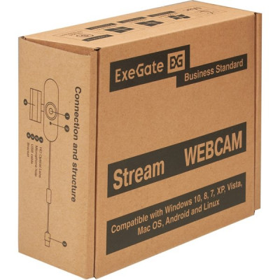Веб-камера ExeGate Stream C940 Wide 2K T-Tripod, 4Mpix, микрофон, универсальное крепление, USB2.0