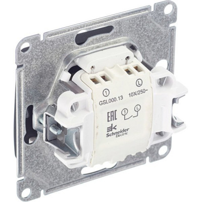 Выключатель с/у 1-кл 10А, IP20, с подсветкой, Schneider Electric Glossa [GSL000713] антрацит