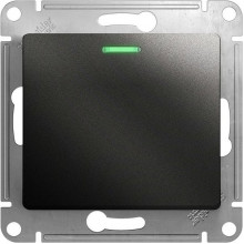 Выключатель с/у 1-кл 10А, IP20, с подсветкой, Schneider Electric Glossa [GSL000713] антрацит