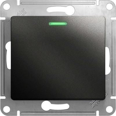 Выключатель с/у 1-кл 10А, IP20, с подсветкой, Schneider Electric Glossa [GSL000713] антрацит