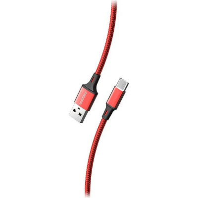 Кабель USB - Type-C, 2.0м, 3A, SmartBuy [iK-3122-S14rb] красный/черный