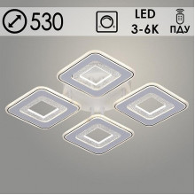 Люстра LED 120W, 3000K-6000K, акрил, ПДУ, 530*530*80, Росток [2355/4 WT+BK] белый/черный