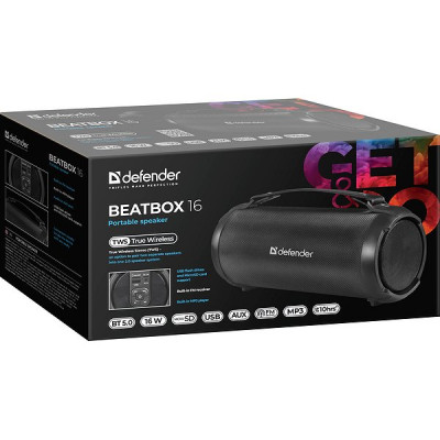 Колонка DEFENDER BEATBOX 16, 16W, портативная, BT/FM/TF/USB/AUX/TWS [65216]