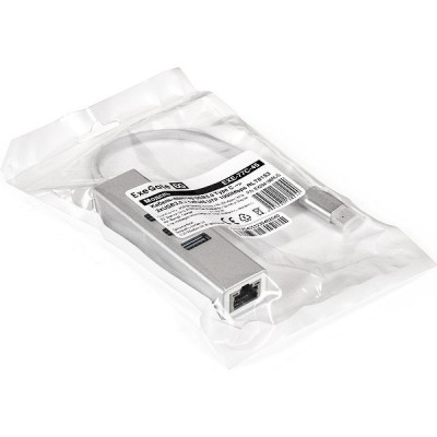 Кабель-адаптер ExeGate EXE-77C-45 Type C -> RJ45 10/100/1000 Мбит/с, 10см + 3*USB3.0 [294188]