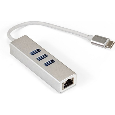 Кабель-адаптер ExeGate EXE-77C-45 Type C -> RJ45 10/100/1000 Мбит/с, 10см + 3*USB3.0 [294188]