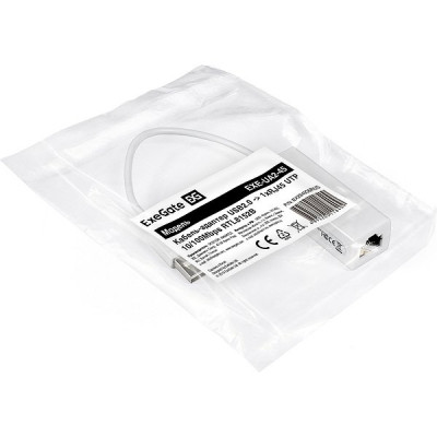 Кабель-адаптер ExeGate EXE-UA2-45 USB2.0 -> RJ45 10/100 Мбит/с, 10см [284936]