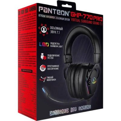 Гарнитура Jet.A GHP-770 PRO, полноразмерная, вирт.звук 7.1. рег. громк.,LED, чёрная, каб.2.1м