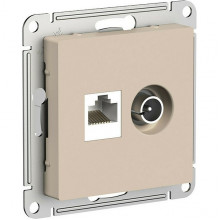 Розетка с/у TV+RJ45 кат.5e, IP20, Schneider Electric ATLASDESIGN [ATN001289] песочный