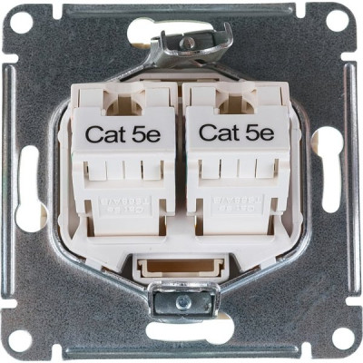 Розетка с/у компьютерная 2xRJ45, IP20, Schneider Electric ATLASDESIGN [ATN001285] песочный