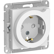 Розетка с/у 2P+E 16A, IP20, со шторками, с выталк. Schneider Electric ATLASDESIGN [ATN000147] белый