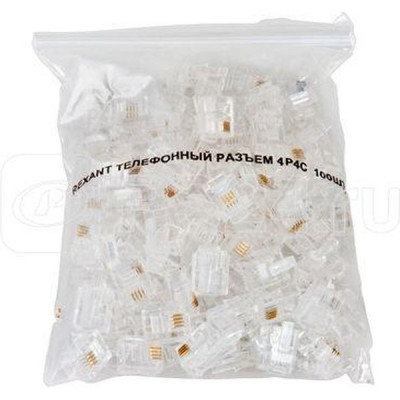 Разъем телефонный UTP, RJ-9 (4P4C), CAT 3 Rexant 05-1001