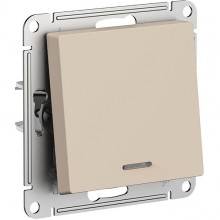 Выключатель с/у 1-кл 10А, IP20, с подсветкой, Schneider Electric ATLASDESIGN [ATN001213] песочный
