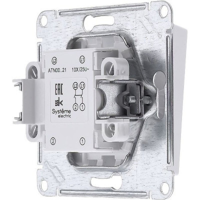Выключатель двухполюсный с/у 1-кл 10А, IP20, Schneider Electric ATLASDESIGN [ATN000121] белый