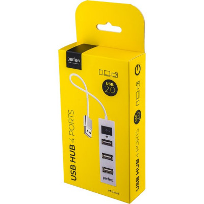 Концентратор USB 2.0 Perfeo PF-VI-H045, 4 порта, White
