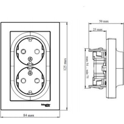 Розетка с/у 2x2P+Е 16A, IP20, в сборе, Schneider Electric ATLASDESIGN [ATN001324] лотос