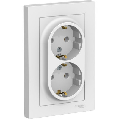 Розетка с/у 2x2P+Е 16A, IP20, в сборе, Schneider Electric ATLASDESIGN [ATN001324] лотос