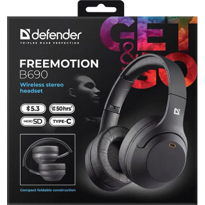Гарнитура Defender B690 FreeMotion, черный, Bluetooth [63690]